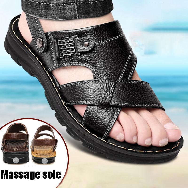 Herren Sandalen Leder Herren Strandschuhe Marke Herren Freizeitschuhe Herren Hausschuhe Sneakers Sommerschuhe Flip Flops 44 schwarz