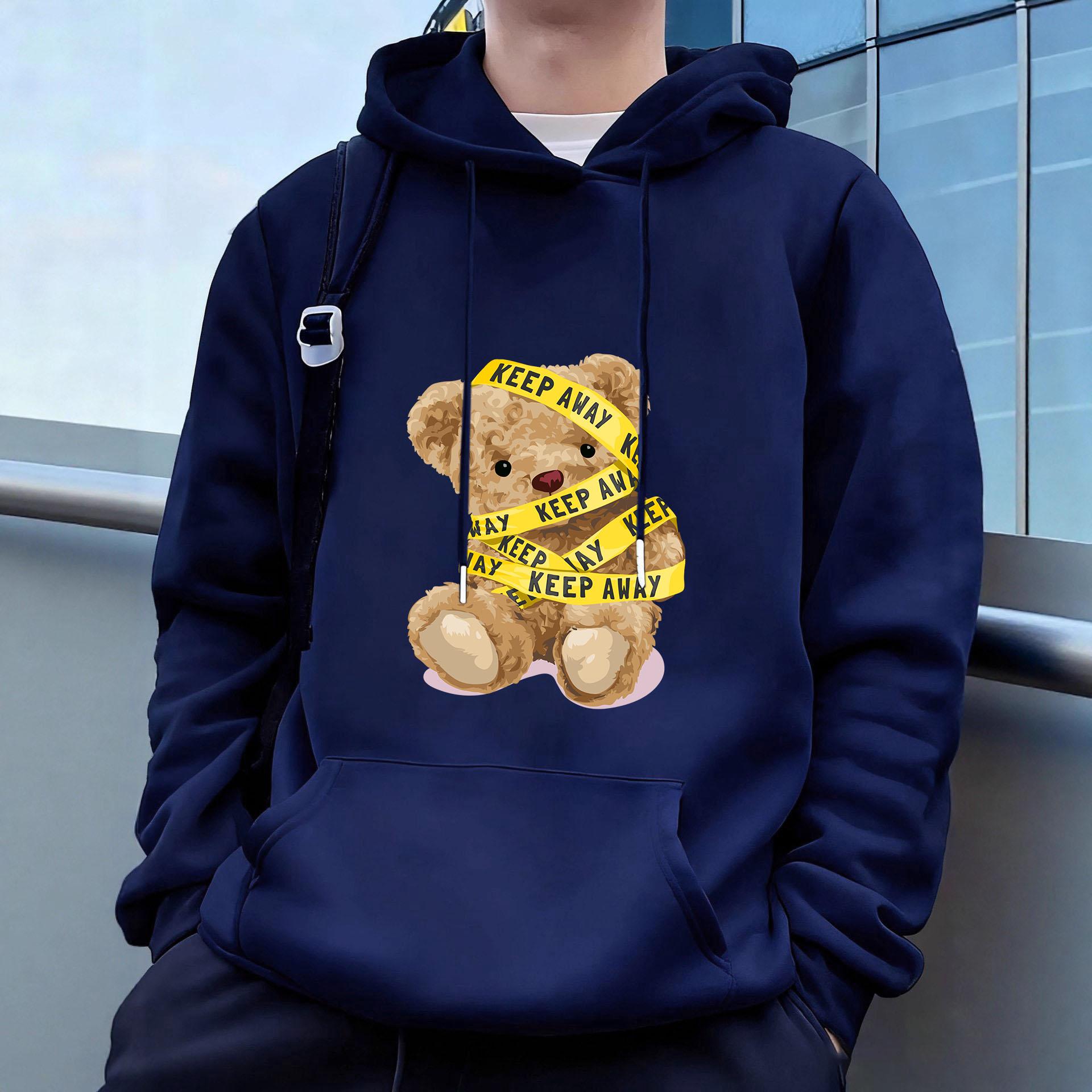 Bear Men's Casual Hoodies Fleece Hip Hop 250g/m² Solid Pullover Sweatshirt Men Sportswear Clothing Sweatshirt Men's Clothing XXXL hellgrau