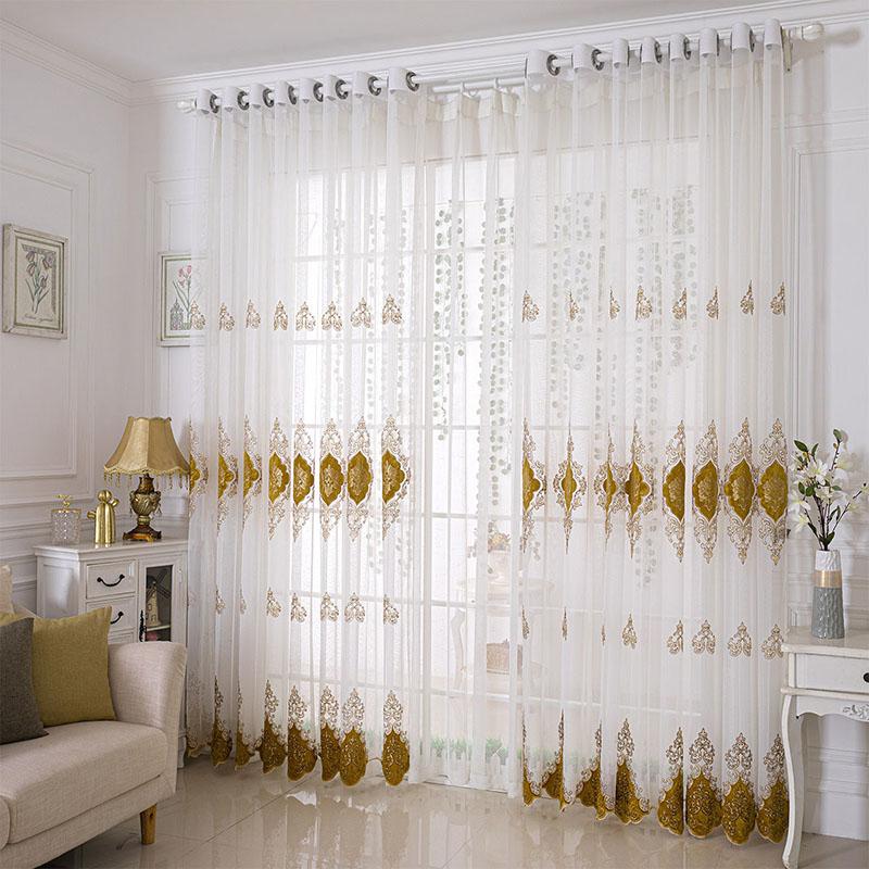 2 stücke Moderne Transparente Tüll Vorhänge für Wohnzimmer Schlafzimmer Küche Voile Transparente Vorhänge für Fenster Tüll Vorhänge Vorhänge WTEMPO 2pcs gold