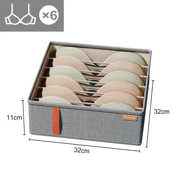 Schrank Schublade Organizer Unterwäsche Socken Kleidung Lagerung Box Kleiderschrank Organizer Kleidung Hosen BH Socken Lagerung Organisatoren 6 grids-Light gray
