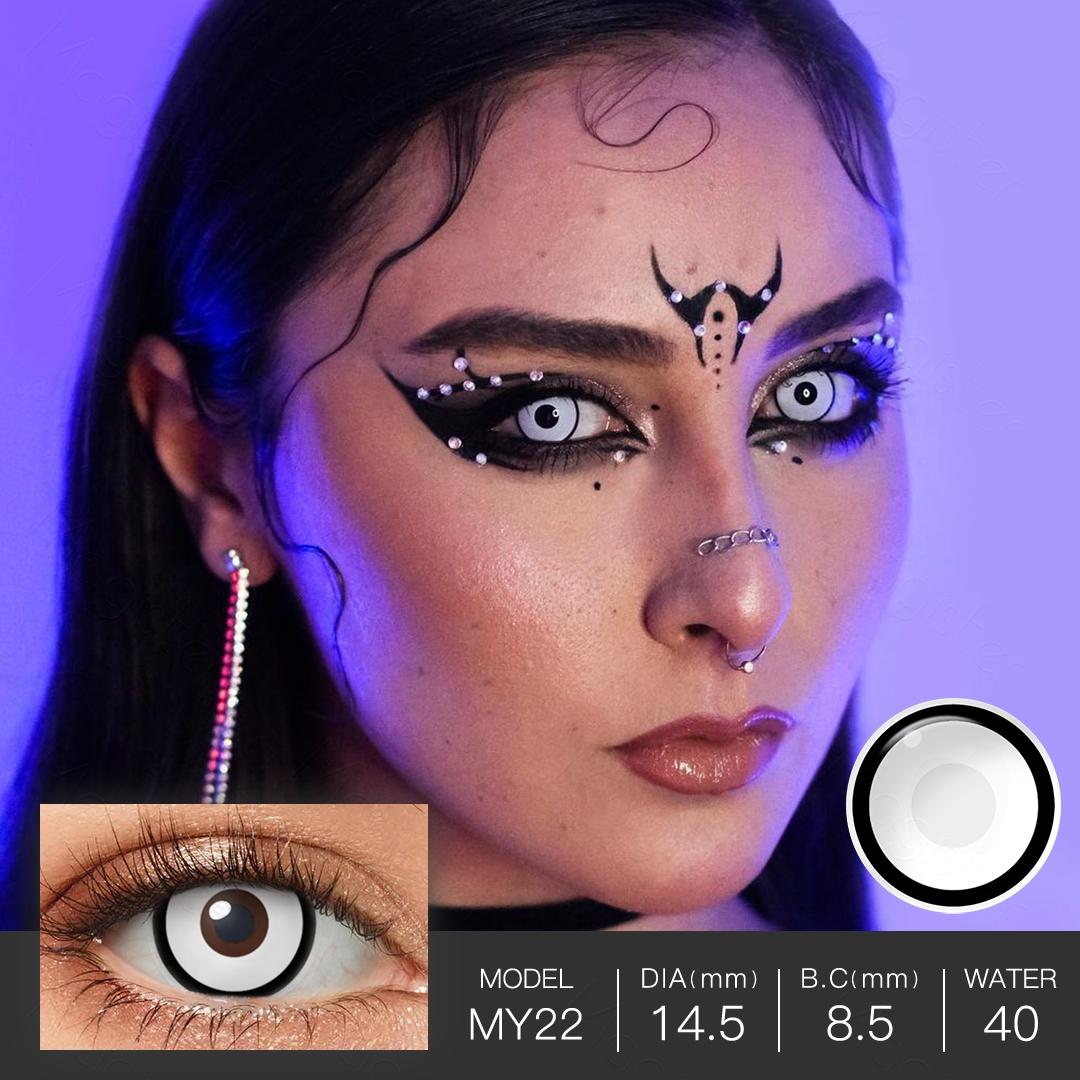 Verrückte Linsen, Halloween-Kontaktlinsen, blinde weiße Cosplay-Kontaktlinsen, Blackout-Kontaktlinsen, Anime-Zubehör für Maskerade MY22