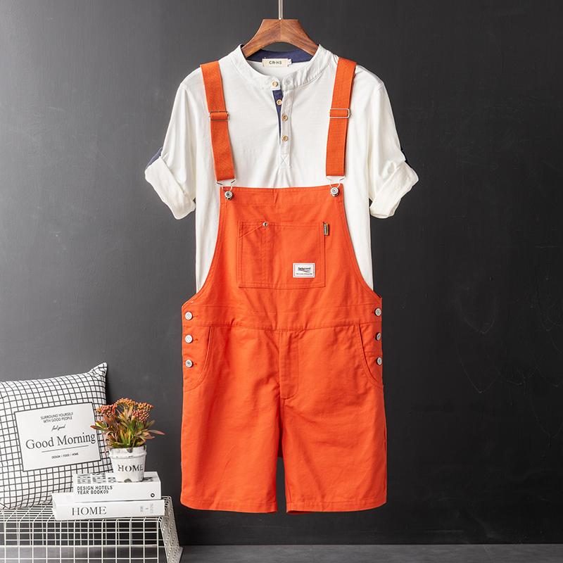 Herren Retro Latzhose Herren Sommer Locker Gerade Lässige Arbeitskleidung Shorts XL orange