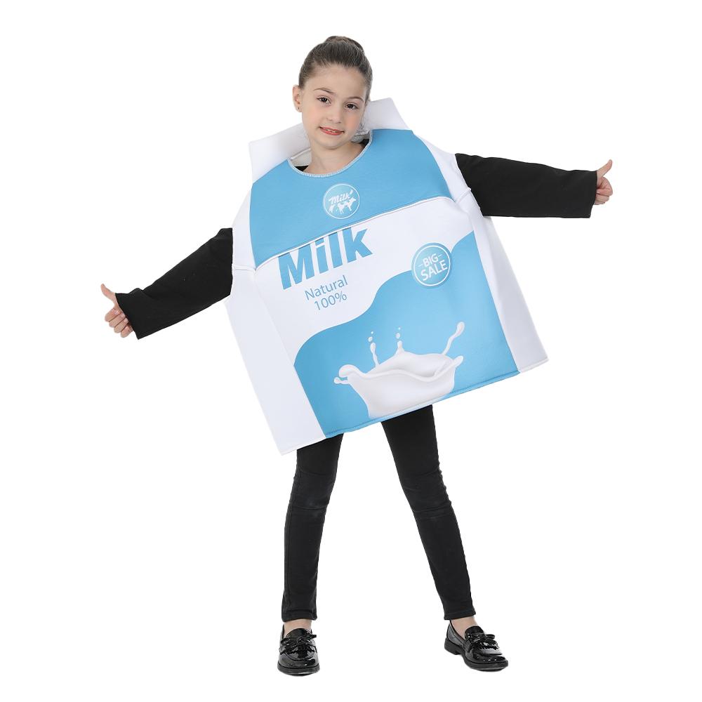 Lustiges Lebensmittel-Cosplay für Kleinkinder, Keksmilch-Kostüm für Kinder, Halloween-Kostüm für Jungen und Mädchen, Weihnachtsparty-Outfit B