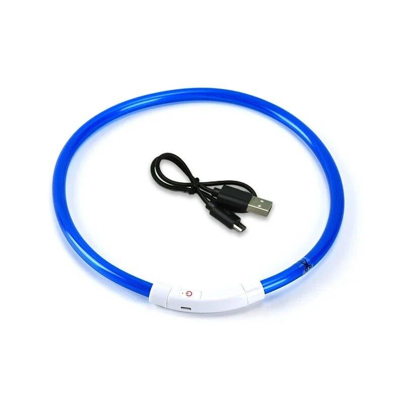 LED-Hundehalsband, leuchtendes USB-Hundehalsband für Katzen, 3 Modi, LED-Licht, leuchtendes Verlustpräventions-LED-Halsband für Hunde, Haustier-Hundezubehör 50CM blau