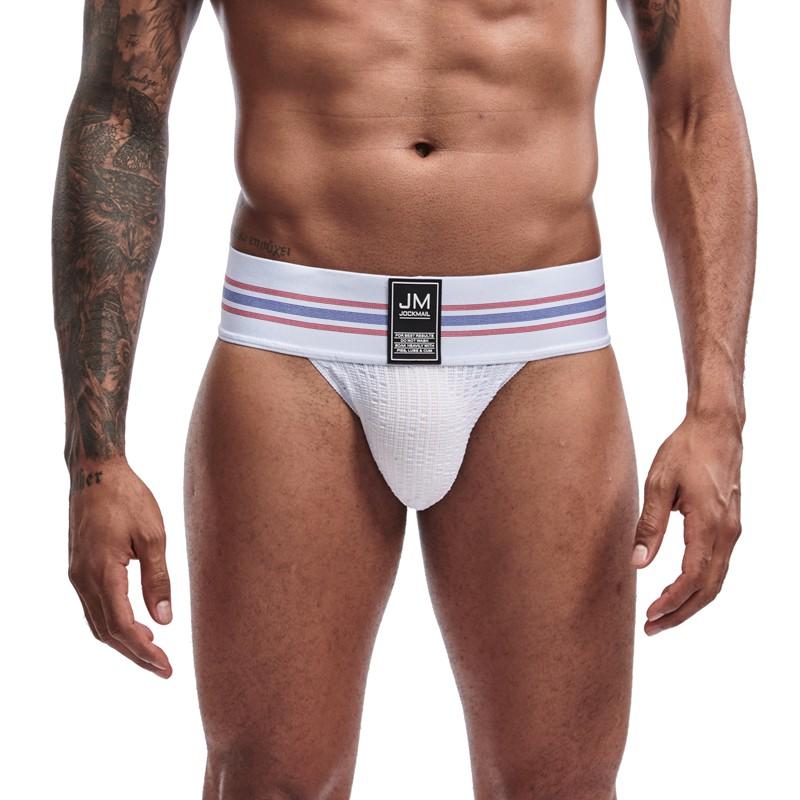 Slips JOCKMAIL Modische, sexy, niedrige Taille, sportliche Herrenunterwäsche, 7 cm, extra breiter Bund, Slips aus Mischmaterialien, Shorts für den Alltag, lässig, Party, Club M weiß