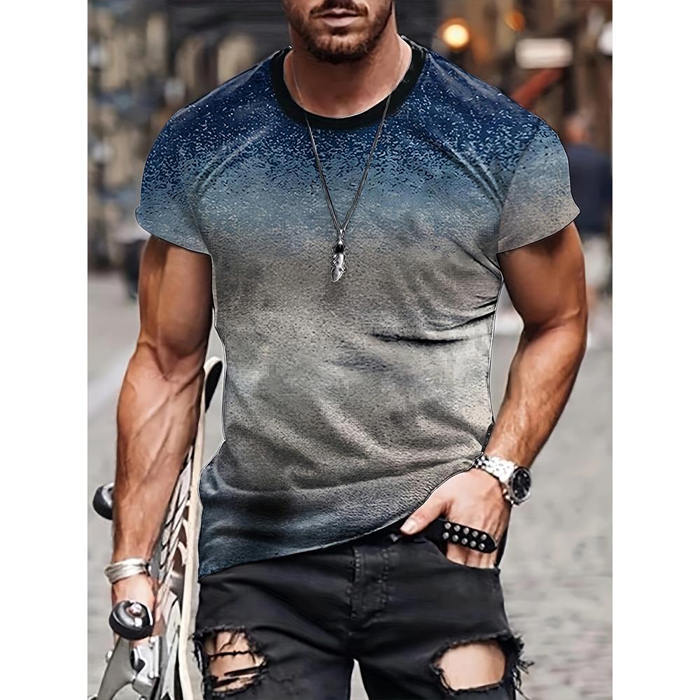 Vintage-T-Shirt für Herren mit Farbverlauf-Grafik und 3D-Druck, kurzärmelig, übergroße Herrenbekleidung, Outdoor-Oberteile, Outdoor-Streetwear XL