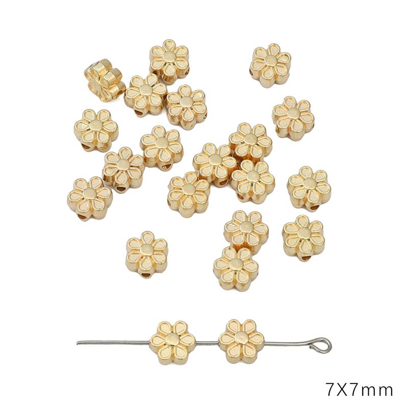 30–50 Stück vergoldete/rhodinierte CCB-Lose Space-Perlen, Stern-Blumen-Perlen für Armbänder, Halsketten, DIY-Schmuckherstellung 7x7mm 30pcs