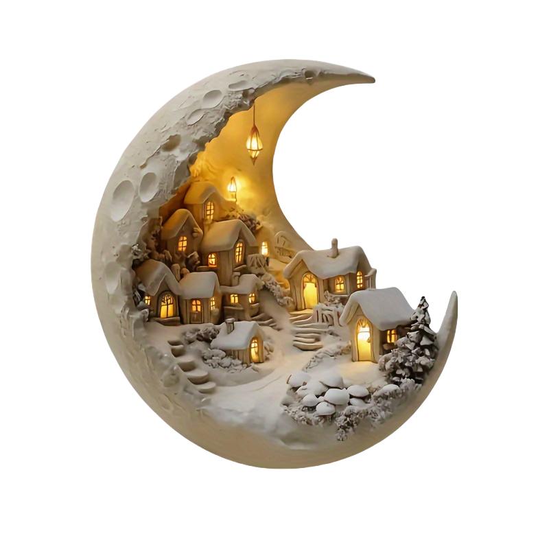 Weihnachten Weihnachtsbaum Desktop Ornament Mondhaus DIY 2D Dekoration Acryl Frohe Weihnachten Schilder Plakette 2026 Neujahrsparty Geschenke 1pc brown