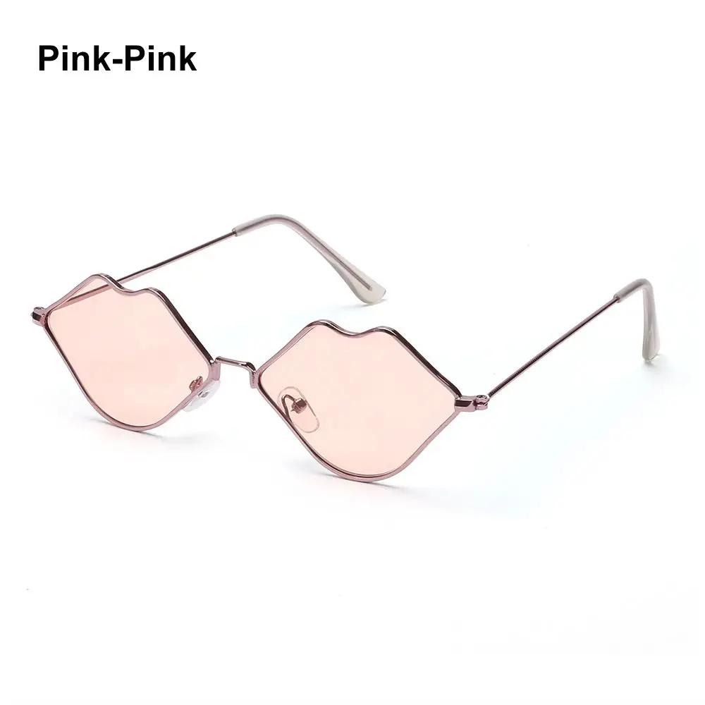 Sexy Lippenform Sonnenbrille Retro Kleine Rahmen Metall Sonnenbrille Mode Ozeanlinse Sonnenbrille für Männer und Frauen