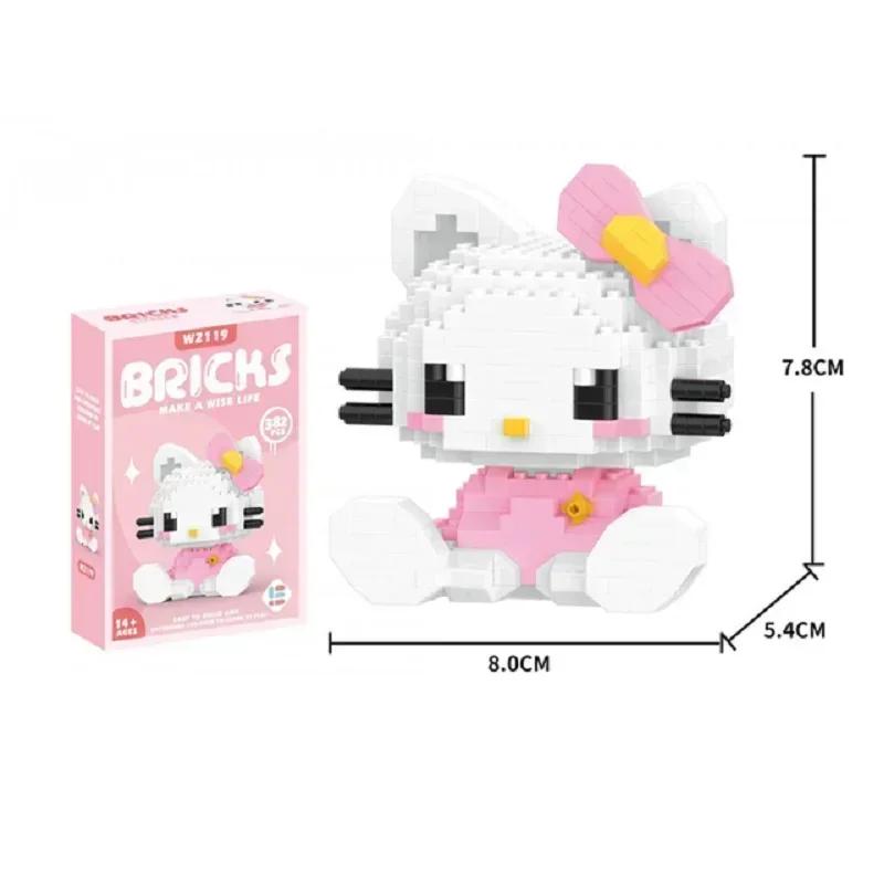 Sanrio Anime Bausteine Kawaii Hello Kitty Kuromi MyMelody Cinnamoroll Diamant Bausteine Puppe Spielzeug Kinder Geburtstagsgeschenk no box white