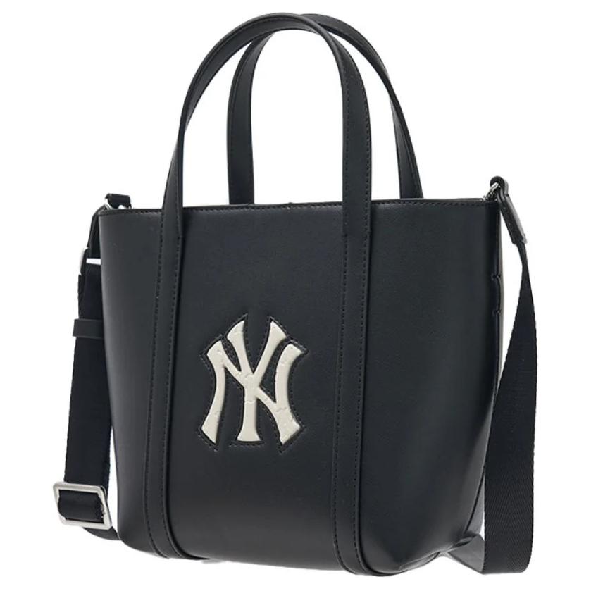 MLB 24FW New York Yankees Einfache Große Logo Große Kapazität Kunstleder Tragetasche Unisex Tragetasche Schwarz 3AORS884N-50BKS-BLACK Black