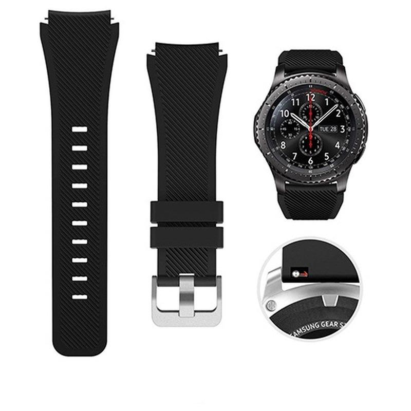 22 mm Silikonarmband für Galaxy Watch, 46 mm, hochwertiges Sportarmband für Samsung Gear S3 Frontier/Classic, Huawei Watch Gt for Gear S3 Frontier schwarz