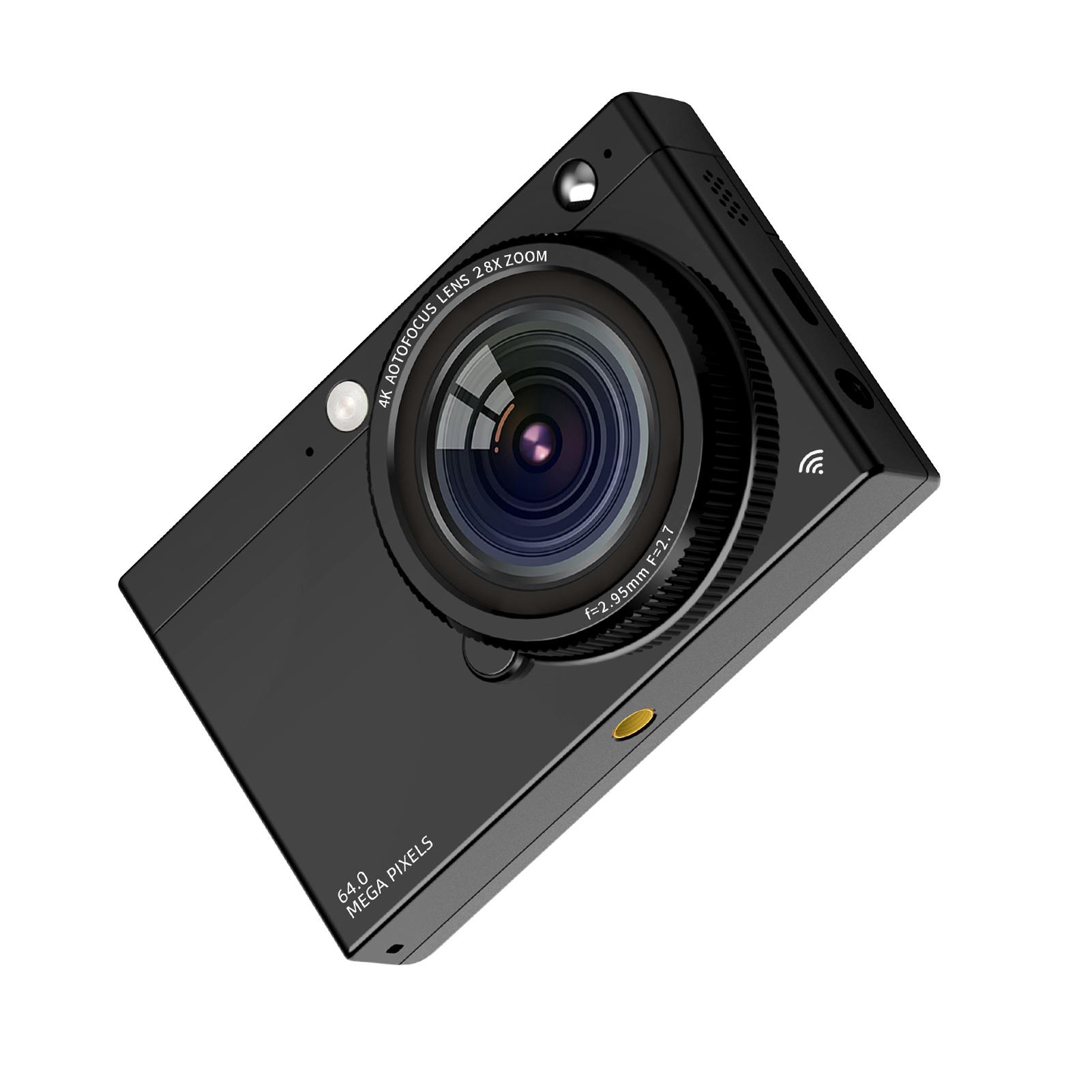 Tragbare 4K CCD Digitalkamera WiFi Digitale Videokamera 64MP 2,83 Zoll IPS Bildschirm Manuell/Auto schwarz