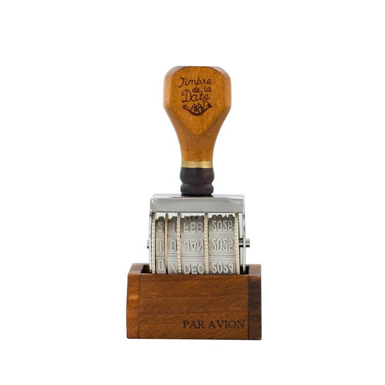 Voller Energie Retro Datum Poststempel Stempel Siegel Neues hölzernes DIY Rollknopf Stempel Siegel Einstellbar Jahr Monat und Tag Handarbeitswerkzeuge antikbraun