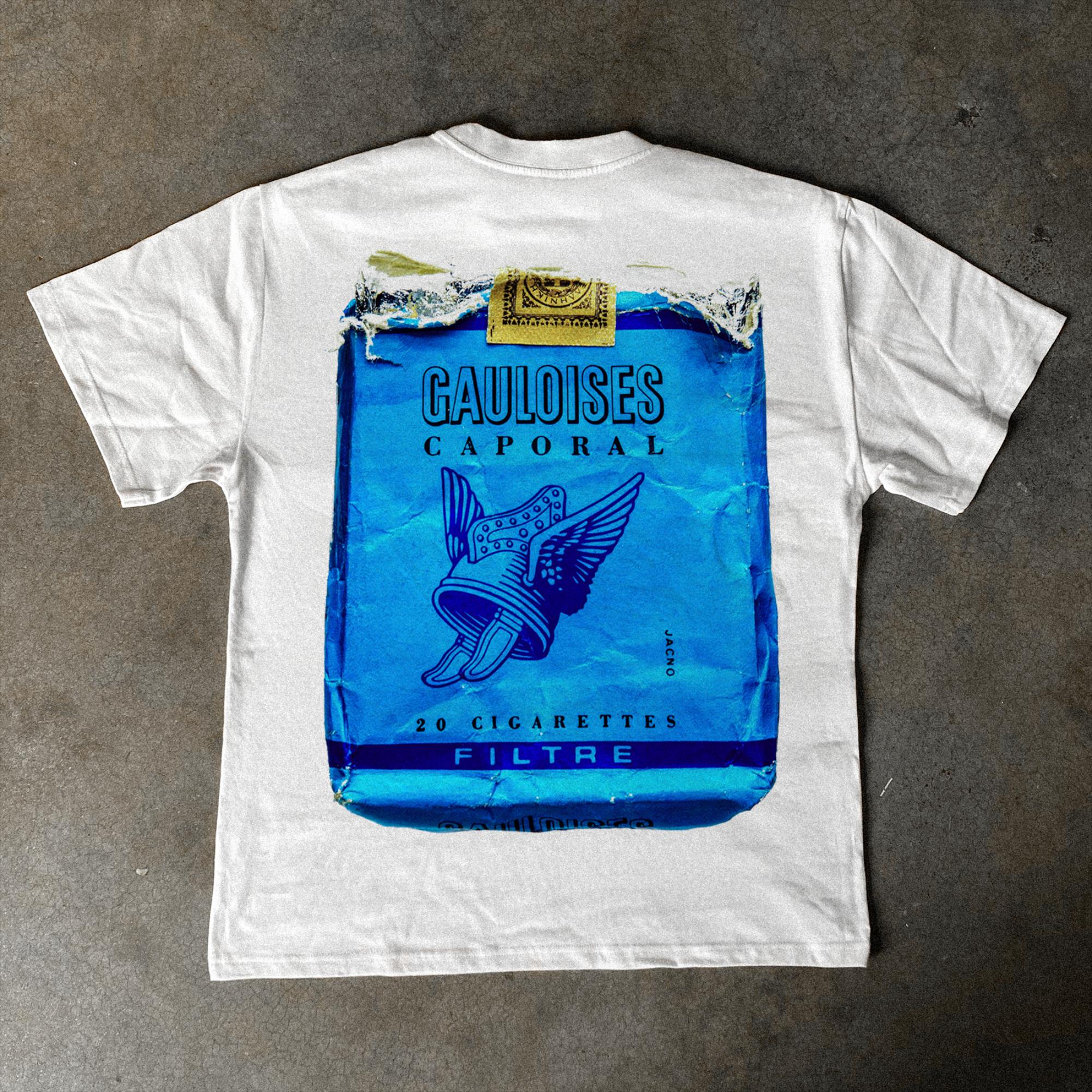 Gauloises Caporal Zigaretten T-Shirt Herren Damen Vintage Grafik Baumwolle Kurzarm Streetwear Tee S bunt