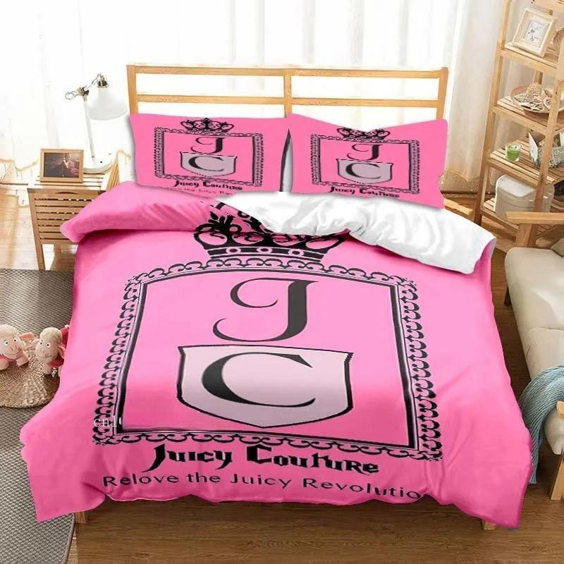 Neues 3D Juicy Couture Ganzjahres-Doppelbettwäsche-Set 3-teiliges Bettdecken-Set Bettbezug Doppel-King Bettdeckenbezug Heimtextilien 180*220cm 3pcs
