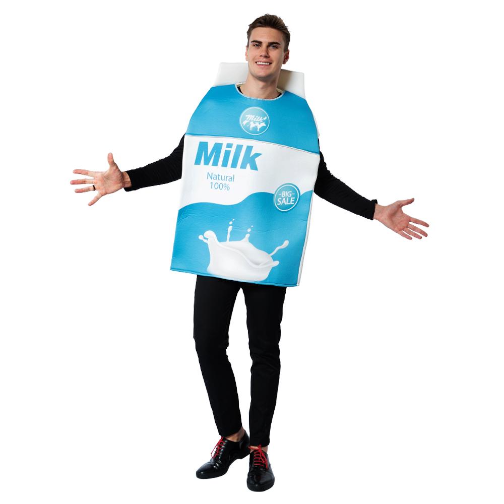Paar Kekse und Milchkarton Kostüm Halloween Essen Erwachsene Männer Frauen Cosplay Party Outfit