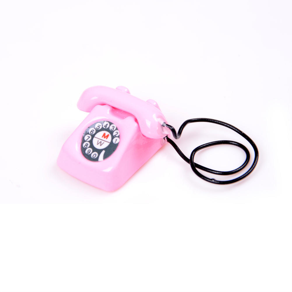 1:12 Telefone im alten Stil, Modell, Puppenhaus, Miniatur-Heimdekoration, Telefon rosa