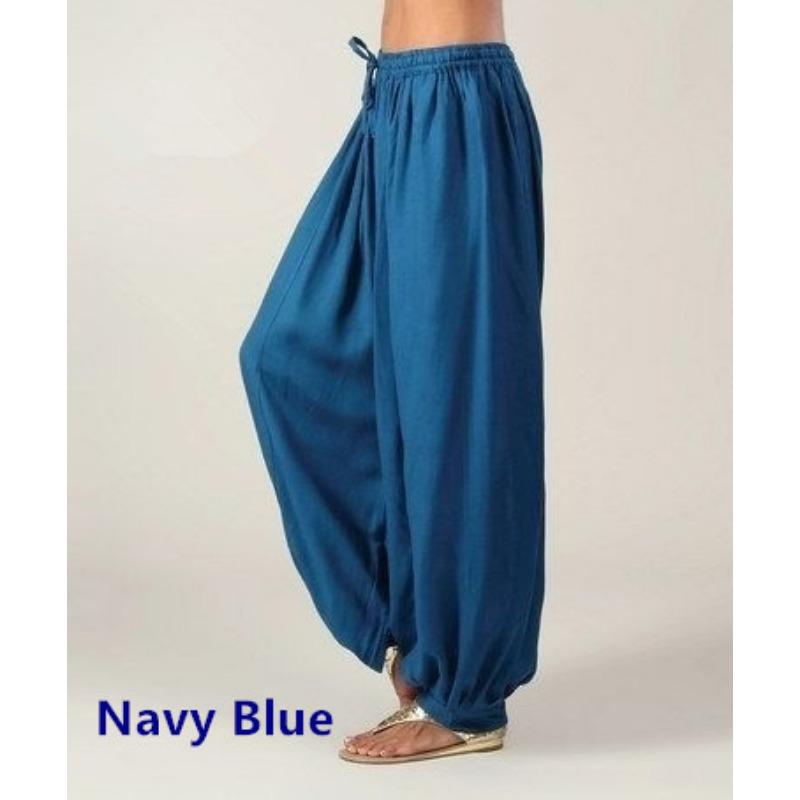 Mode Lässige Damen Harlan Hose Übergröße Locker zum Schnüren Frühling Sommer Gerades Bein Lange Hose Elegant Einfarbig Übergroße Hose 961 S dunkelblaue