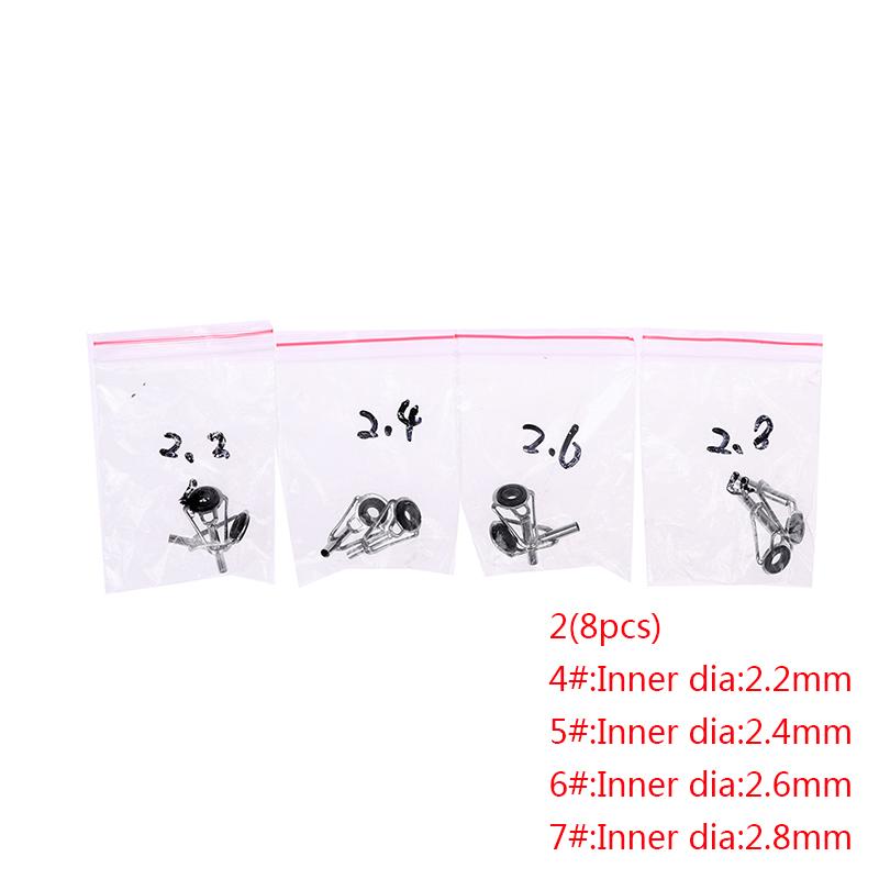 8 Stück Edelstahl Angelruten-Spitzen-Ring-Augenführer mit Ring-Reparatur-Set 2(4,5,6,7)