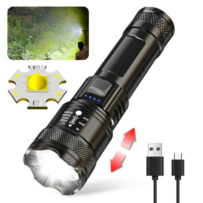 Superhelle LED-Taschenlampe USB Wiederaufladbare Taschenlampen mit Zoom Hochleistungs-Scheinwerfer Outdoor Camping Angeln Taschenlampe L39 Aluminum alloy*1PC