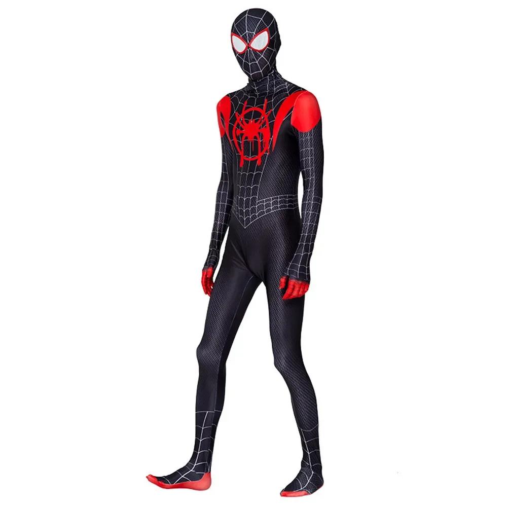 Kinderkostüme Superheld Miles Spider-Man Cosplay Jumpsuit Bodysuit Zentai Werfer Halloween Kostüme für Kinder Erwachsene 140