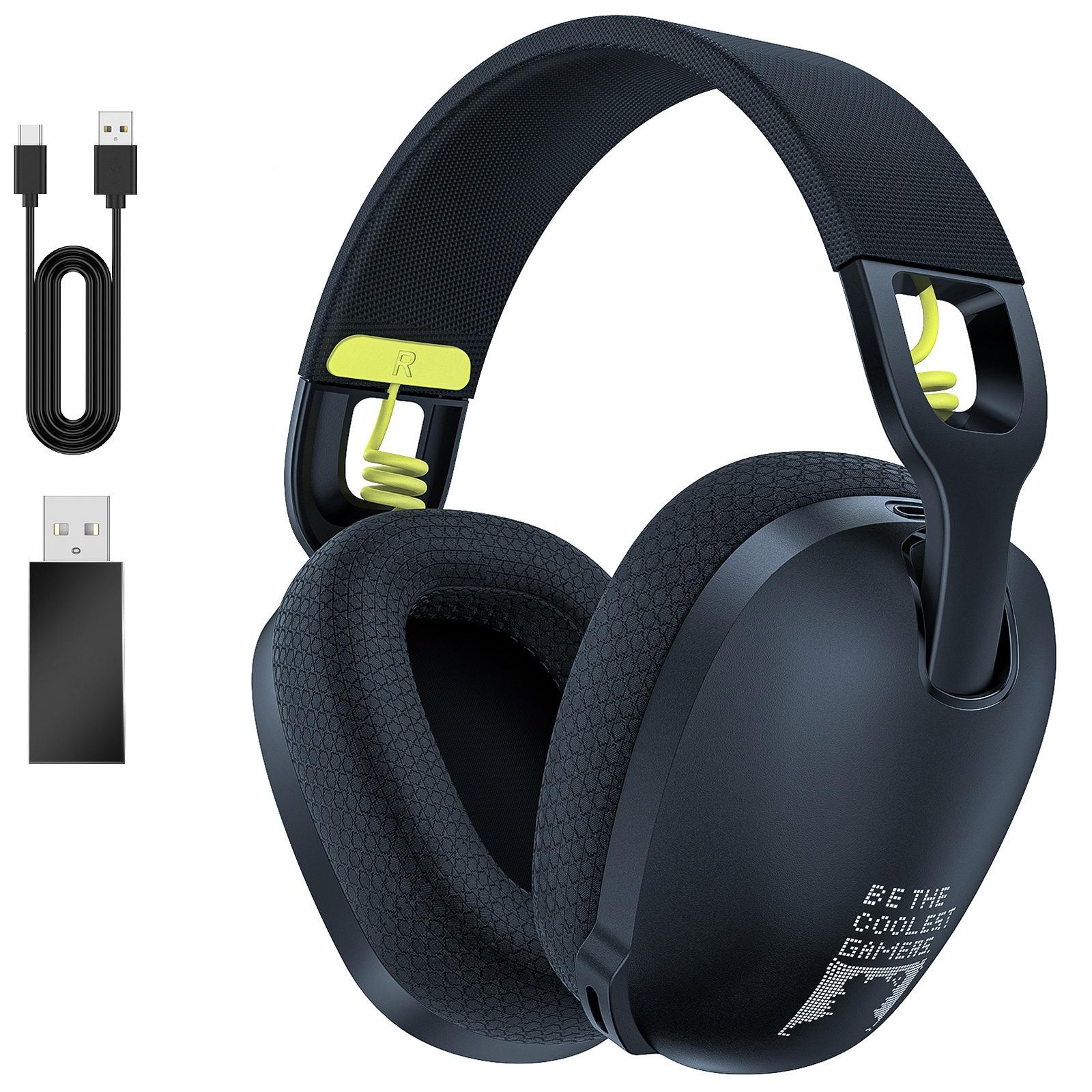 Onikuma B2 2,4 GHz Drahtlose Kopfhörer Gaming-Headset 5.3 Große Kapazität 500 mAh Akku Drahtloser Kopfhörer mit internem Mikrofon 18*17.3*8cm schwarz