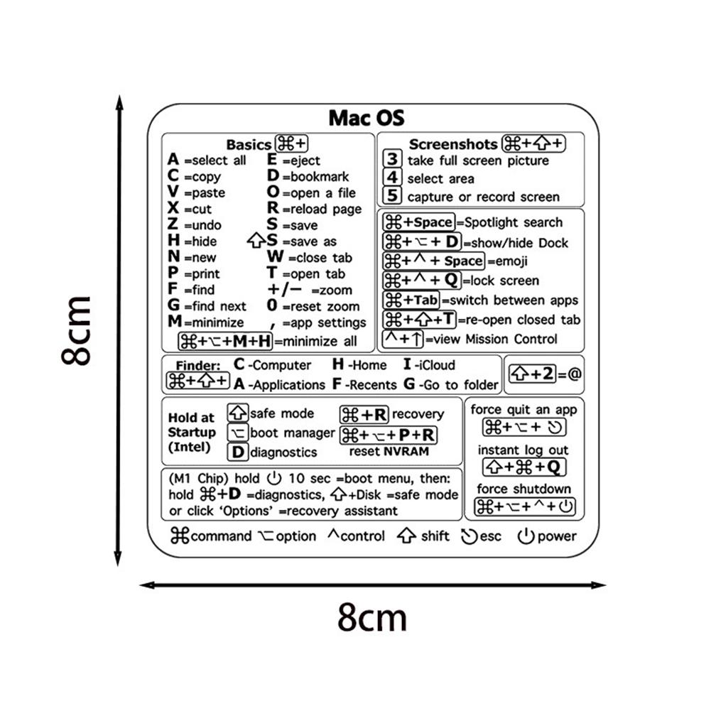 Tastenkürzel-Aufkleber für Apple Mac OS System Tastenkürzel-Aufkleber für 13-16  MacBook Pro 13 /Air 13 Windows Handballenauflage Mac OS-A