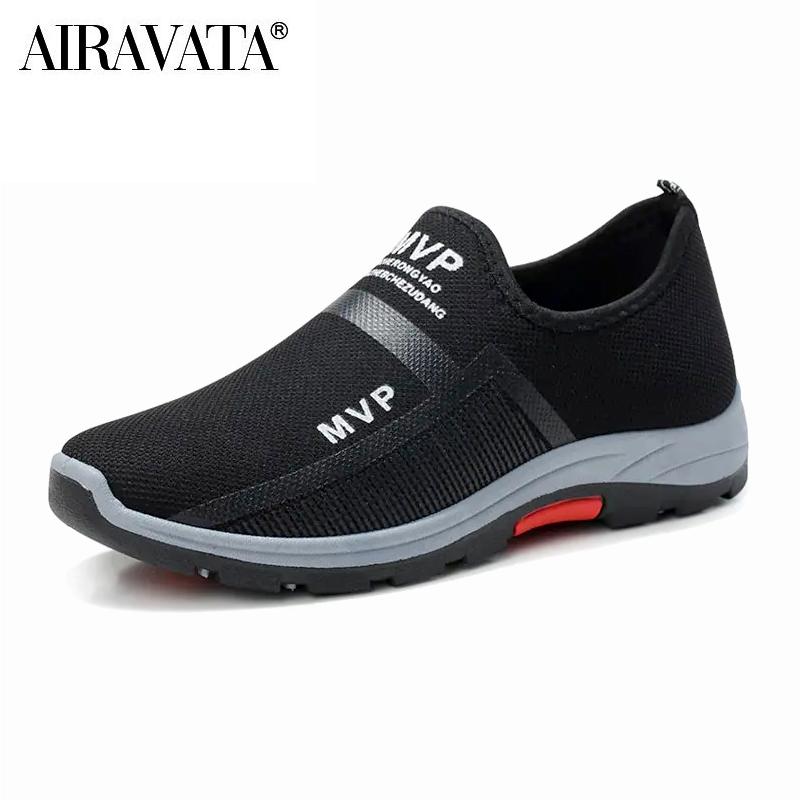 Herrenschuhe, atmungsaktiv, Slip-on-Walking-Sneaker, rutschfeste Freizeitschuhe, modische Slipper, Größe 38–46 46 schwarz