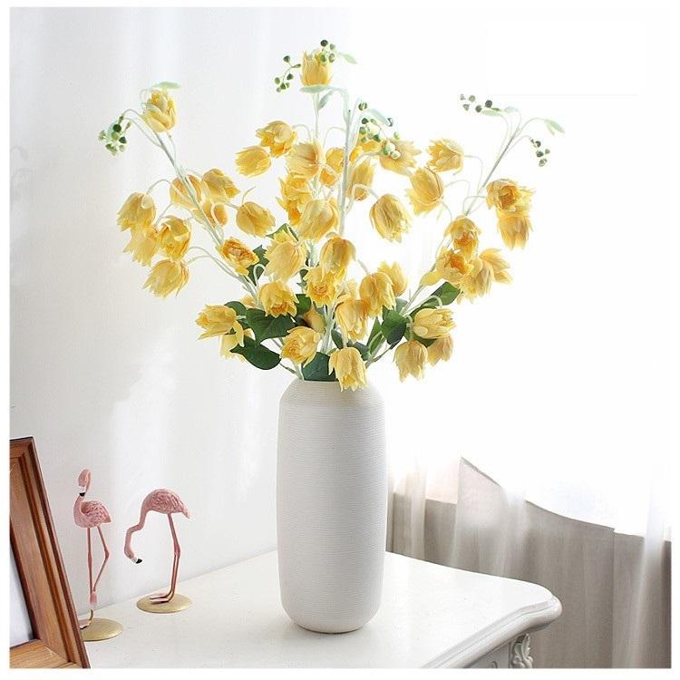 Künstliche Blumen Campanula Blumen Fake Blumen Trockenblumen Hochzeitsdekoration Blumen gelb