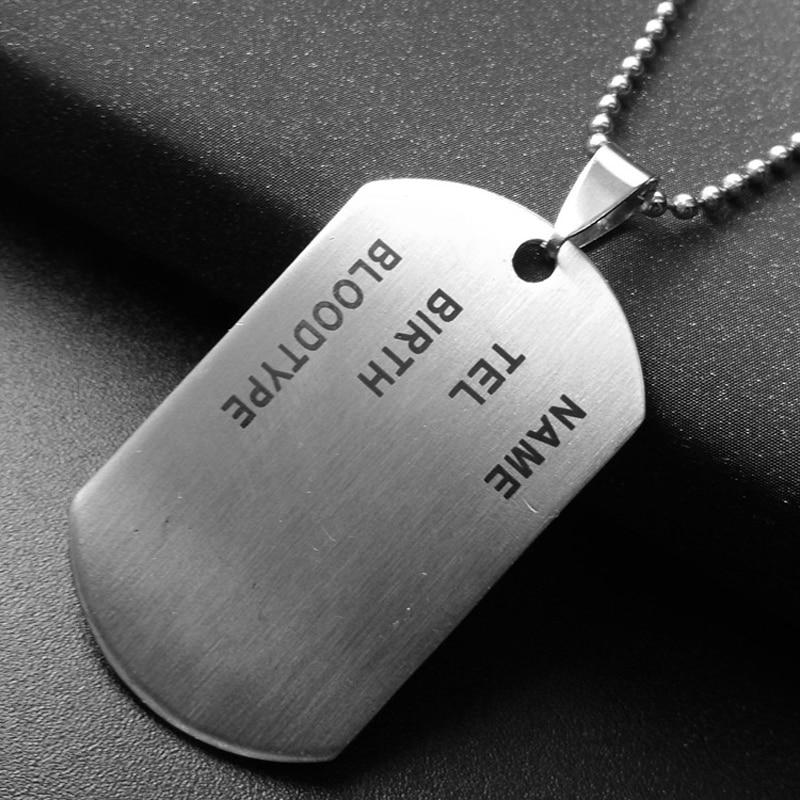 1pc Militär Armee ID Tag Abzeichen Name Haustier Hund Tags Anhänger Mann Metall Farbe Edelstahl Kette Halskette Charme männer Schmuck Geschenke 1pcs