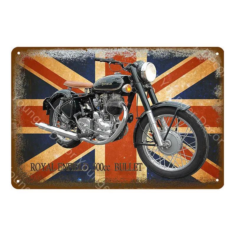 Klassische Britische Motorräder BSA Norton Velocette Douglas Ariel Metallschild Blechschild Wandkunst Poster Vintage Garagen Dekoration 30x40cm(11.8x15.7inch)