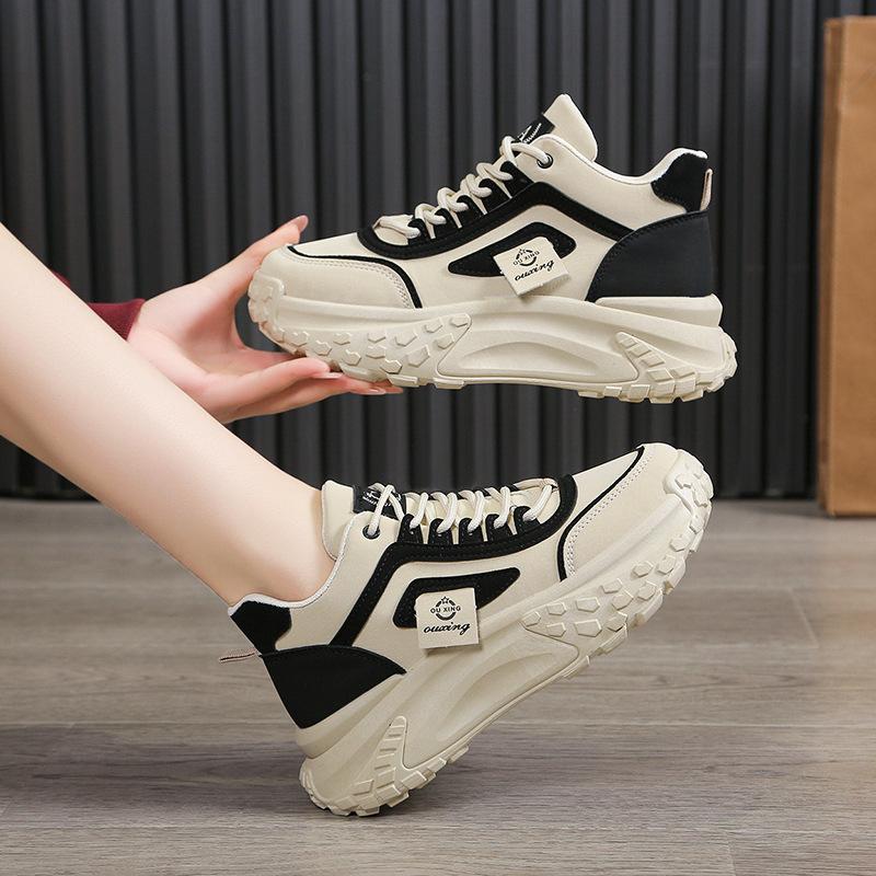 Schuhe Damen Jahr Frühling und Herbst Neu Lässig Vielseitig Damen Schuhe Student Kleine Weiße Schuhe Dad Schuhe Trendschuhe 40 white