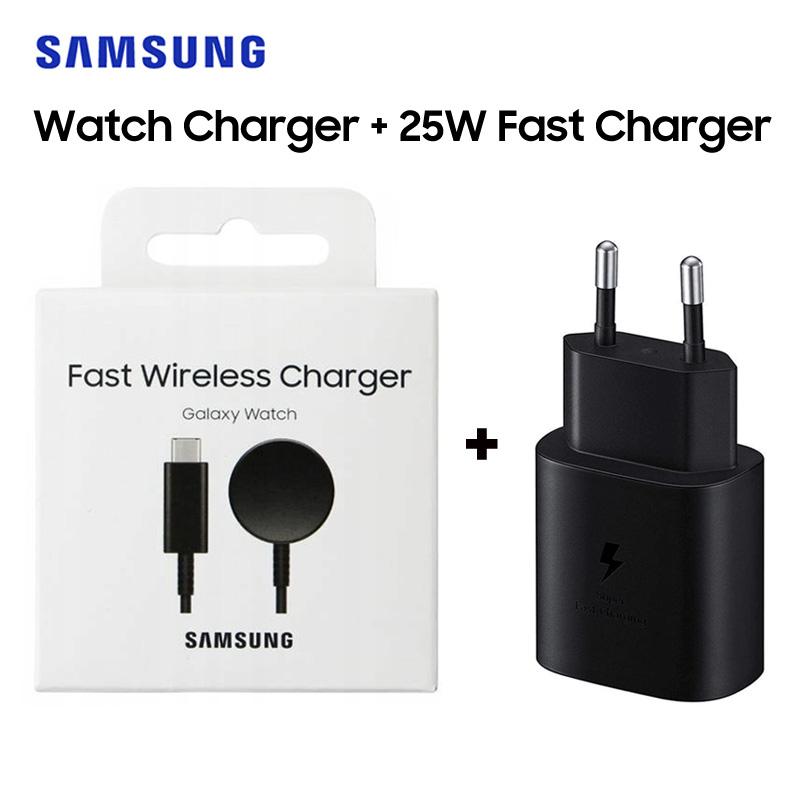 Original Samsung Watch Tragbare Kabellose Schnelllade Powerbank Ladegerät Uhrenladegerät Für Samsung Galaxy Watch 6 /5 Pro/5/4/3/Active 2 Watch Charger+25W Charger