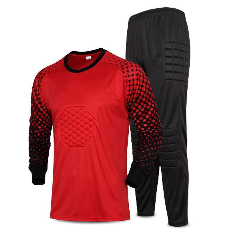 Herren-Fußball-Torwarttrikot, Fußball-Sets, Torwart-Uniformen, Anzug, Trainingshose, Torwart-Shirt, kurze Hose, Fußball-Trainingsanzug XL rot