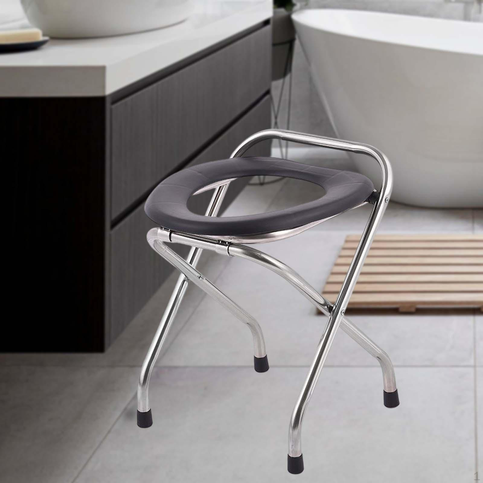 Camping-Toilettensitz Mobil für Ältere Leicht zu Waschen Starke Tragfähigkeit Stabil Abgerundete Kanten Dick Steel 42cm gray