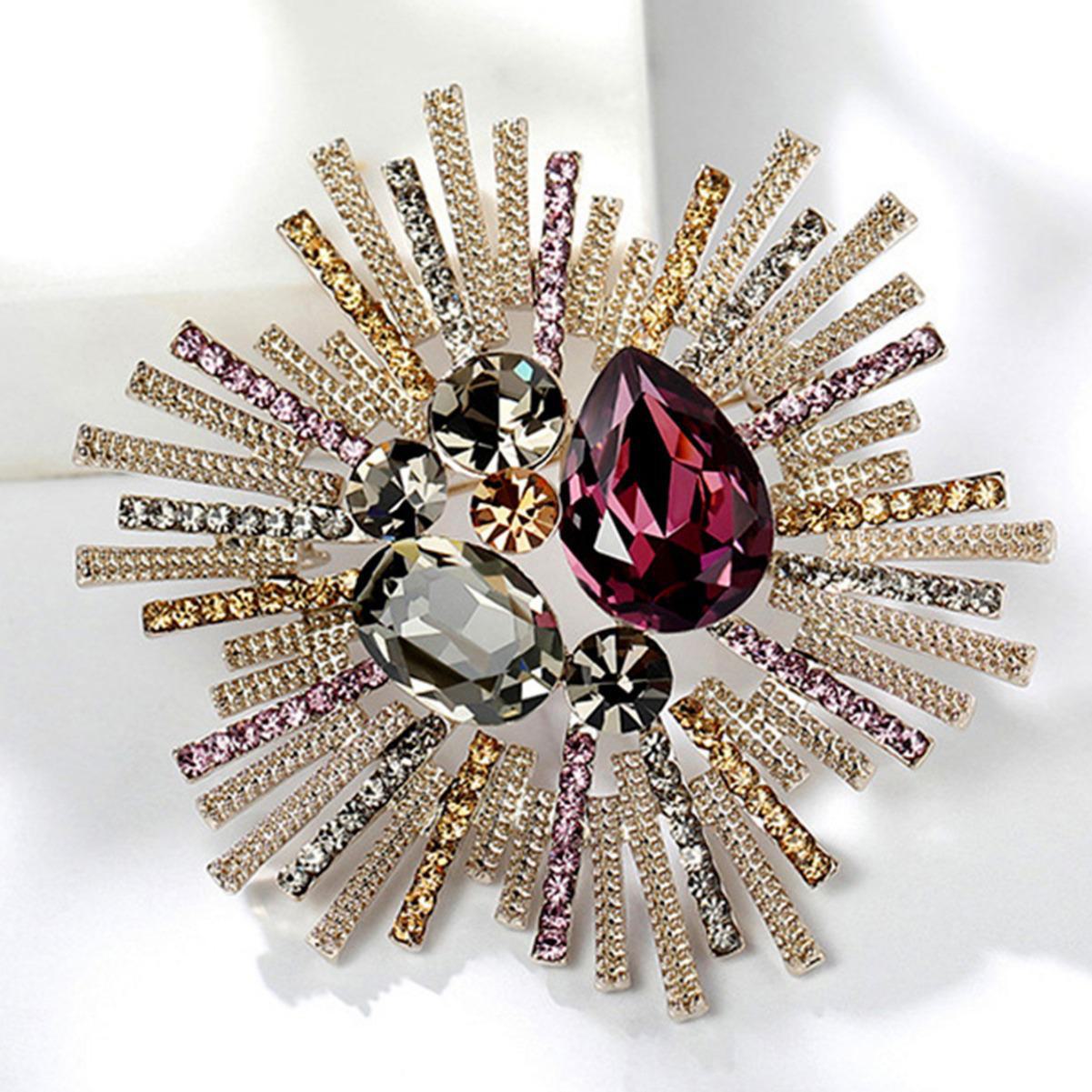 Vintage Übergroße Brosche: Europäisch-amerikanischer Stil, elegante Retro-Corsage für Mäntel und Anzüge 4859 traube/violett