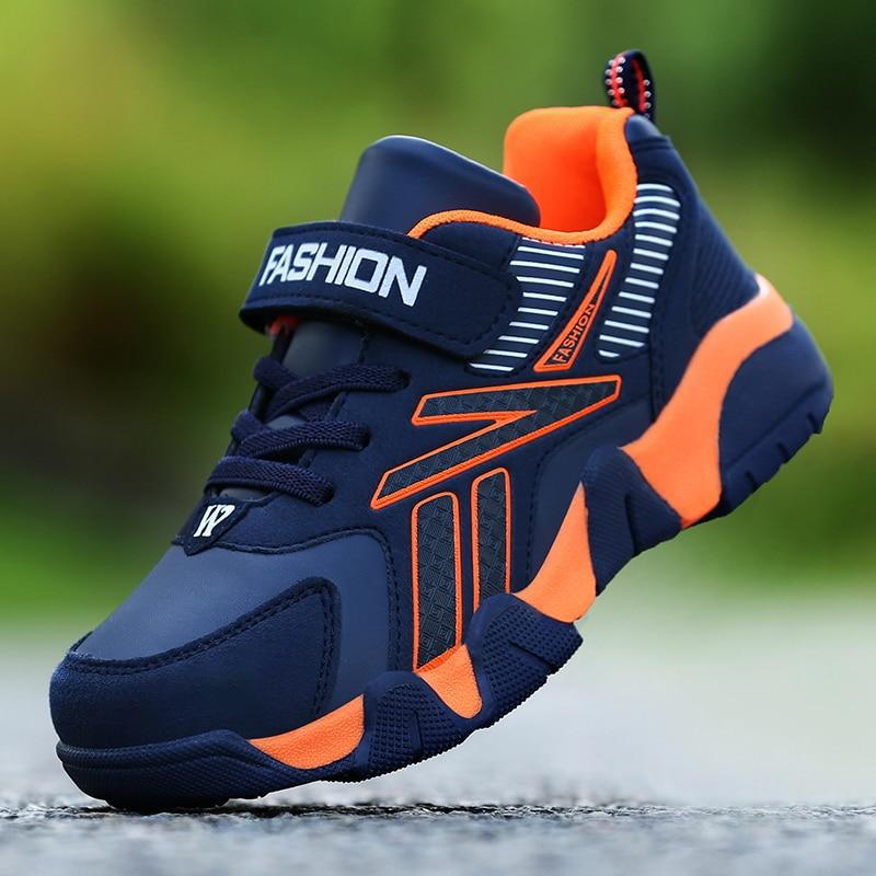 Sport Kinder Turnschuhe Jungen Casual Schuhe für Kinder Turnschuhe Mädchen Schuhe Leder Anti-rutschig Mode Tenis Infantil Menino Mesh 33 orange