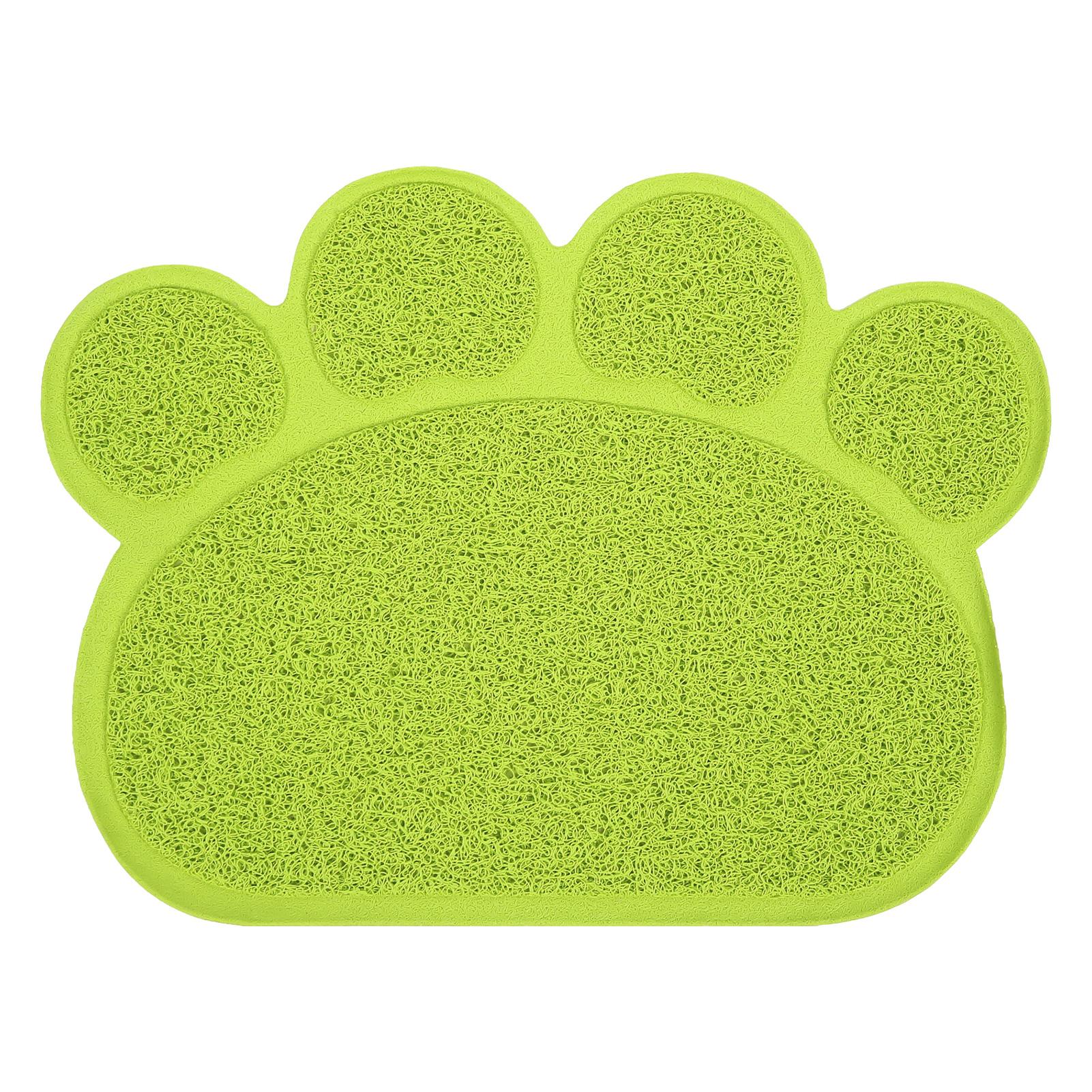 Katzentoilette-Matte verhindert Verrutschen, wasserdicht, weiches, pfotenförmiges PVC-Katzenklo-Pad für den Innenboden grün