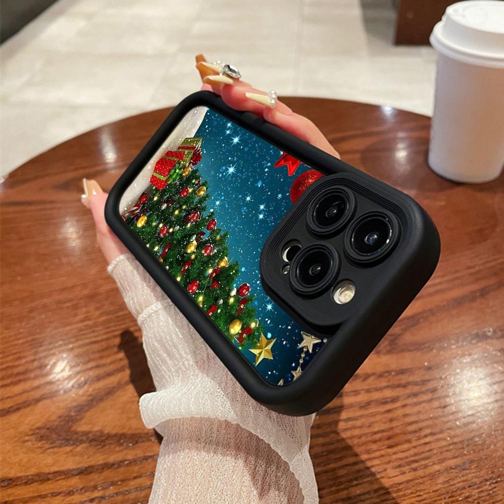 N117 Neujahr Frohe Weihnachten Kunst Weiche Angel Eyes Handyhüllen für iPhone 16 15 14 13 11 Pro Max 8 7 6s Plus 12 Mini XR XS Max SE Stoßfeste Hülle for iPhone 16 Pro Max