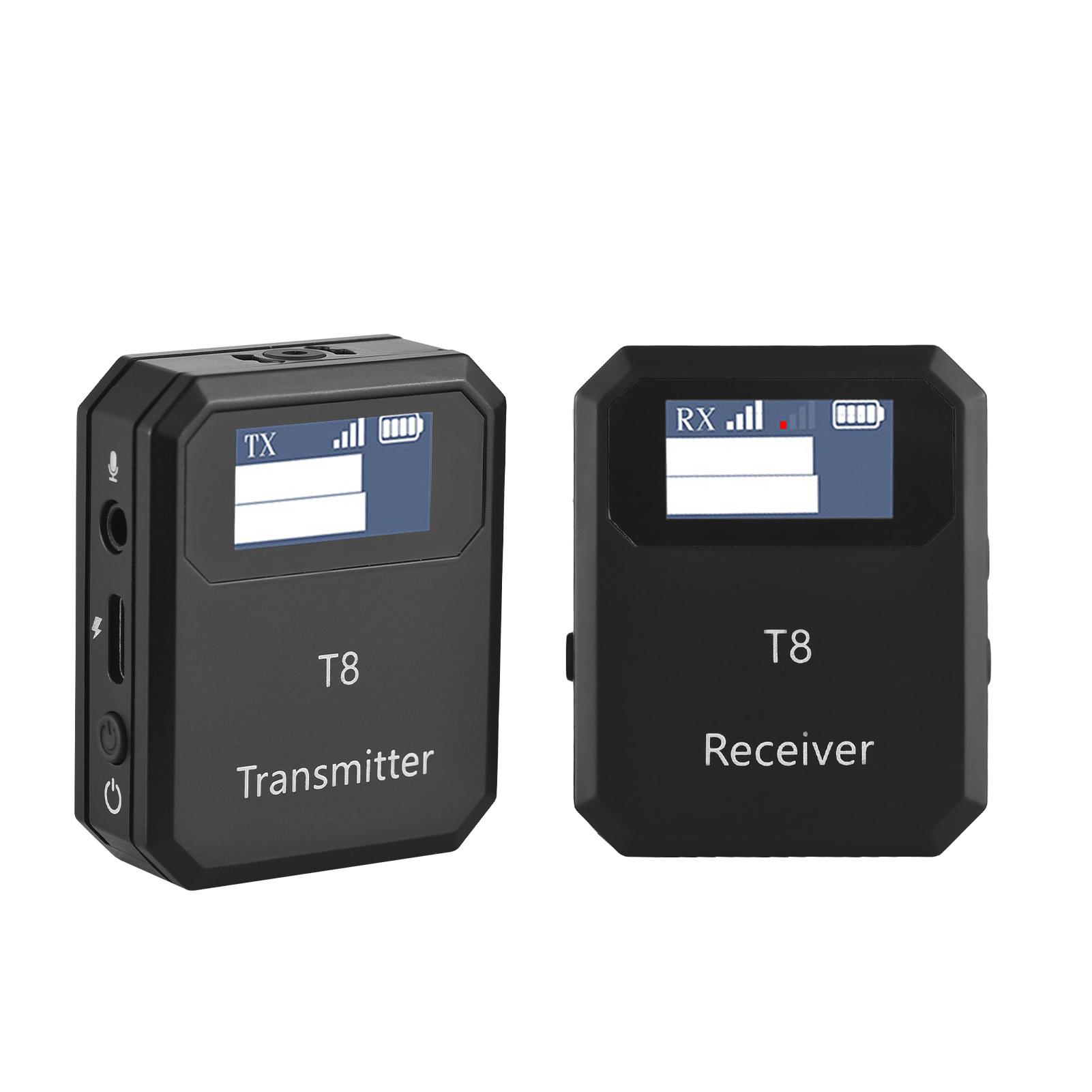 2,4G Wireless Mikrofon System Lavalier-mikrofon Sender Empfänger Eingebaute Rauschunterdrückung schwarz