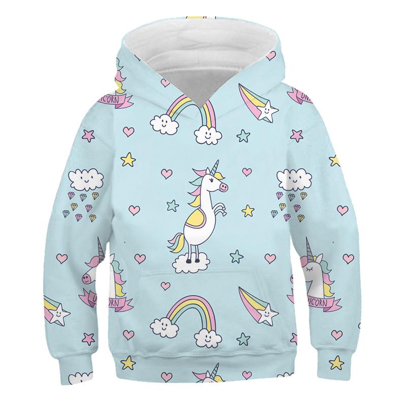 3D-Druck Sweatshirt Einhorn Herbst und Winter süße Hoodies Heißer Verkauf Einhorn Hoodie Jungen Hoodies Kinder Baumwolle 4-14 Jahre Kleidung 110