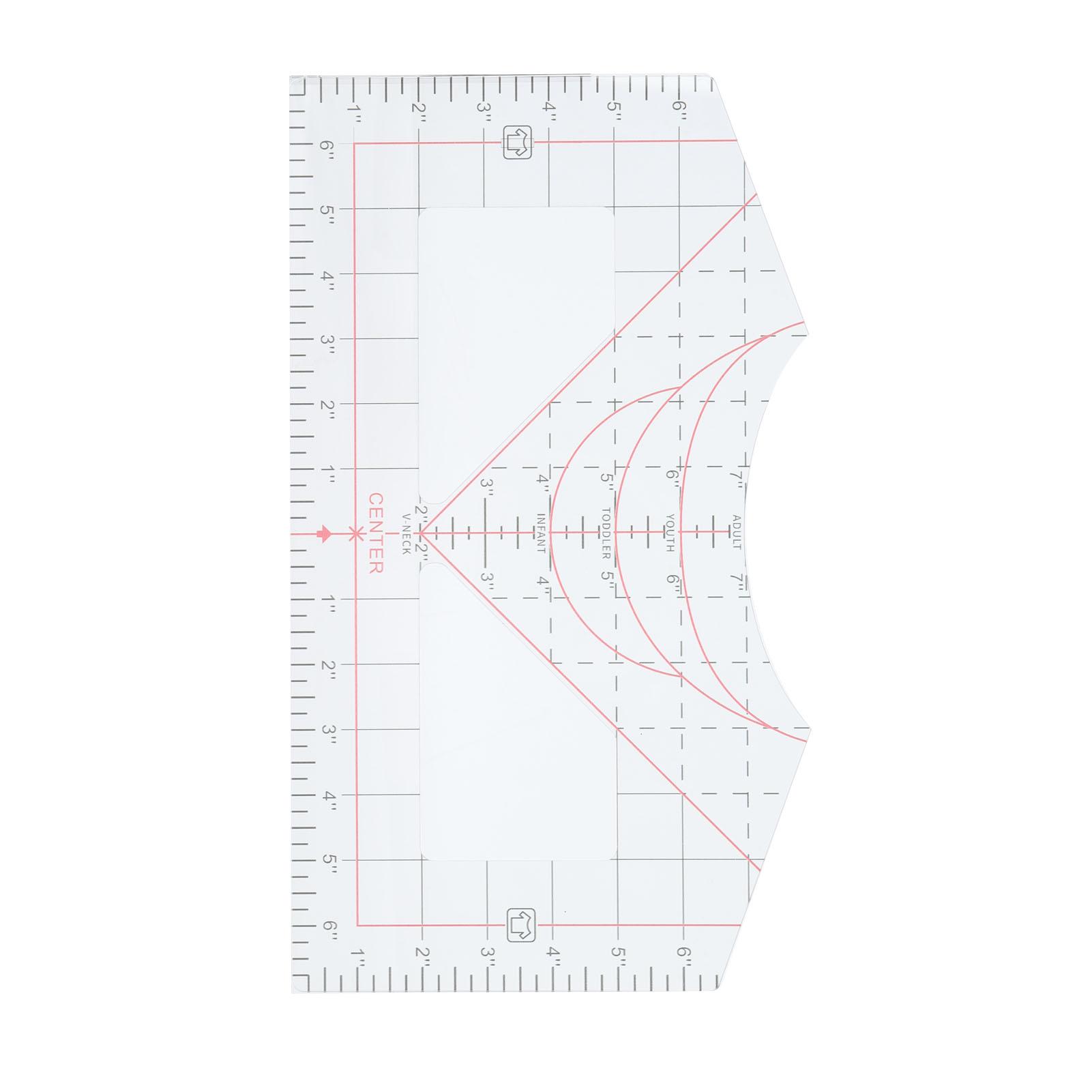 T-Shirt Lineal Führung Ausrichtungswerkzeug Transparent V-Ausschnitt Rundhals T-Shirt Lineale zum Zentrieren des Designs Shirt