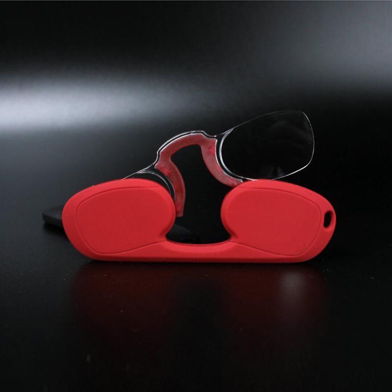 Dünne Lesebrille Ultra Brille Nasenauflage Kneifende Lesebrille Universelles Pod-Etui 1.0 rot