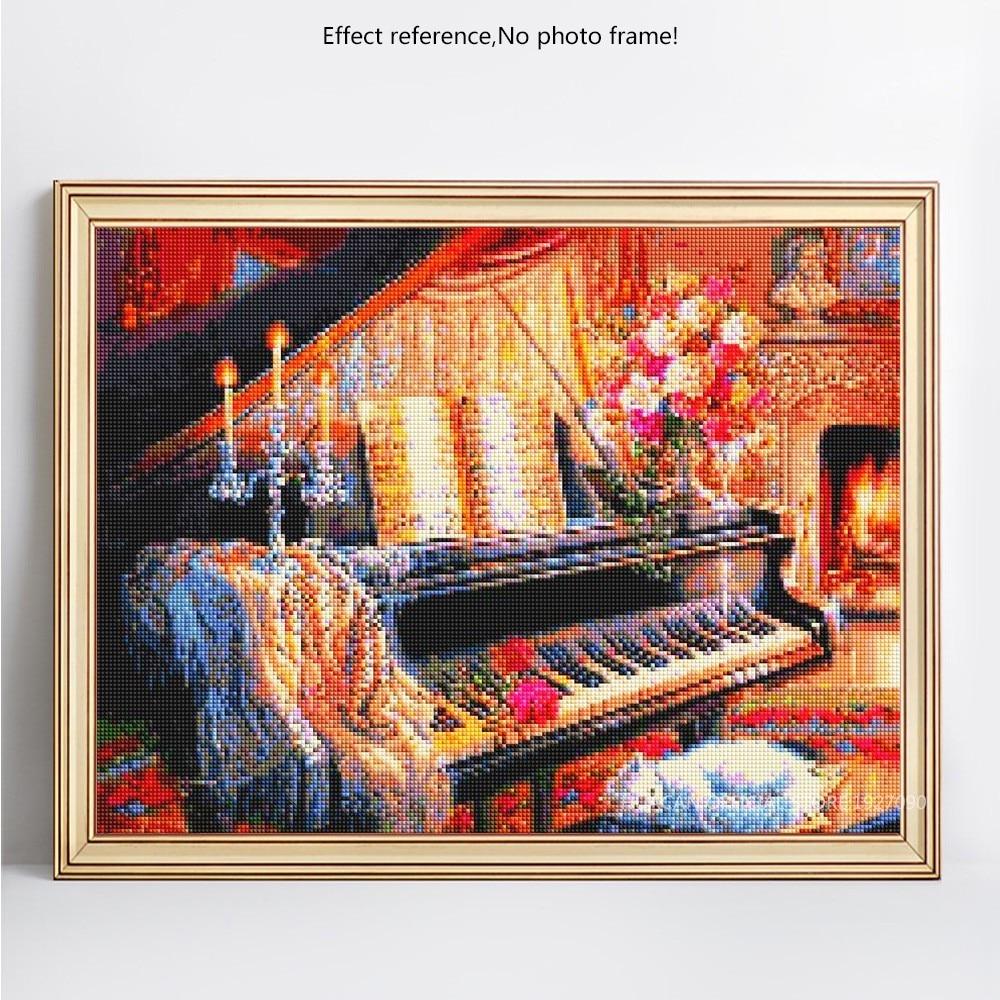 DIY Diamant Mosaik Vollrundbohrer Klavier Diamant Malerei Stickerei Verkauf Strass Bild 20X30