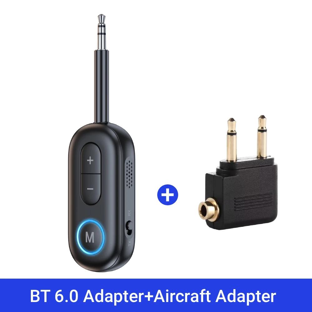 Bluetooth 6.0 Audio Empfänger Sender Freisprech Hifi Stereo Musik Adapter 3,5mm AUX Kabelloser Audio Adapter Für Auto Flugzeug