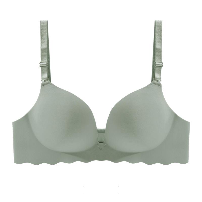 Nahtloser, kabelloser Push-up-BH für Damen, Unterwäsche, unterstützender Plunge-BH, Damenunterwäsche 38/85BC grün