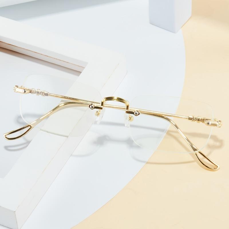 Herren Metall Randlose Sonnenbrille Quadratisch Retro Metallbügel Kleine Fassung Getrimmt Y2K Sonnenbrille Trendige Straßenfotografie gold