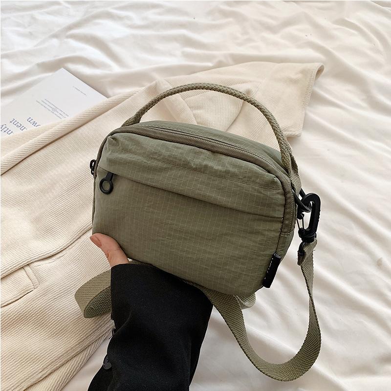 Neue Macaron Nylon Kleine Quadratische Tasche Wasserdicht Leichte Canvas-Tasche Lässig Vielseitig Einseitig Umhängetasche Handy-Tasche beige