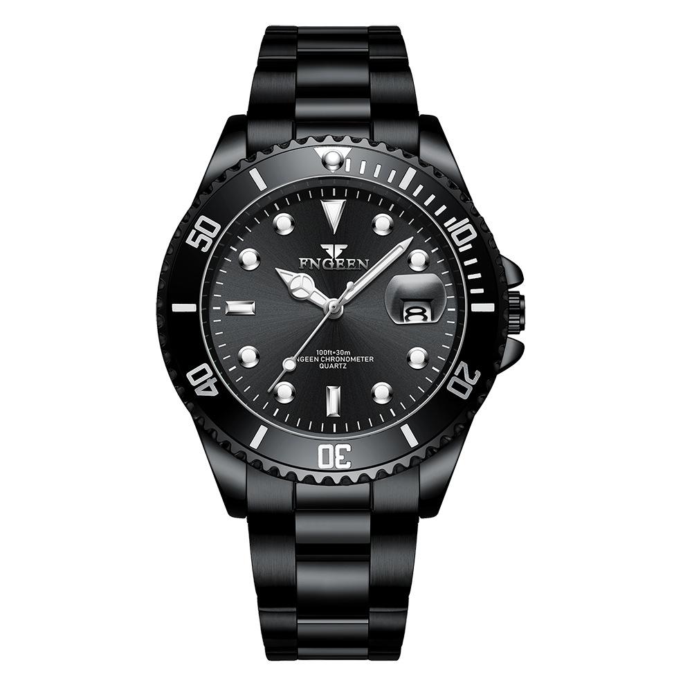 FNGEEN Neue TOP Marke Luxus herren Uhr Mit Box Männer Mode Militär Edelstahl Datum Sport männer Quarz uhren black